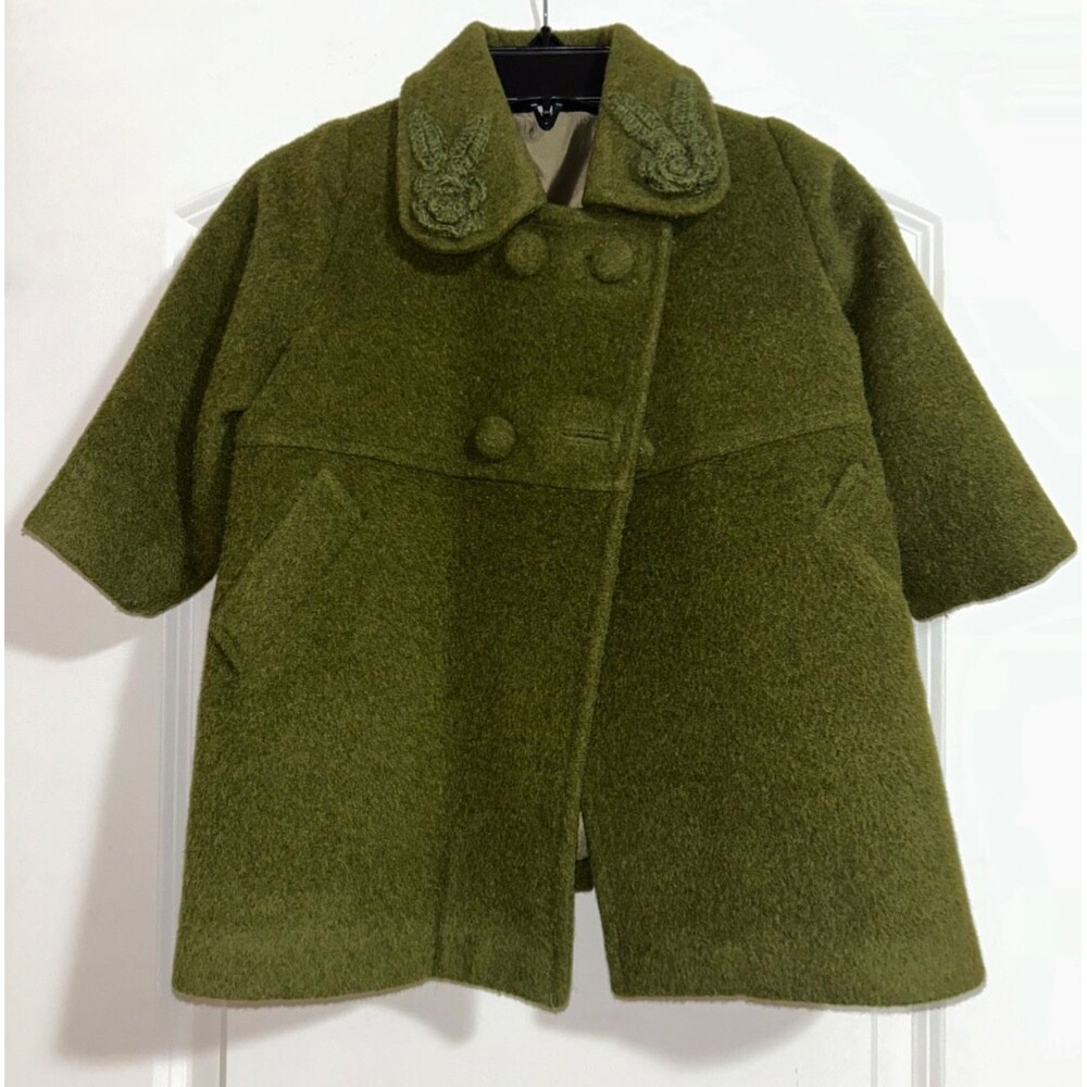 Alpaca Connection Girls size 2T Olive Green Pea Coat NWOT